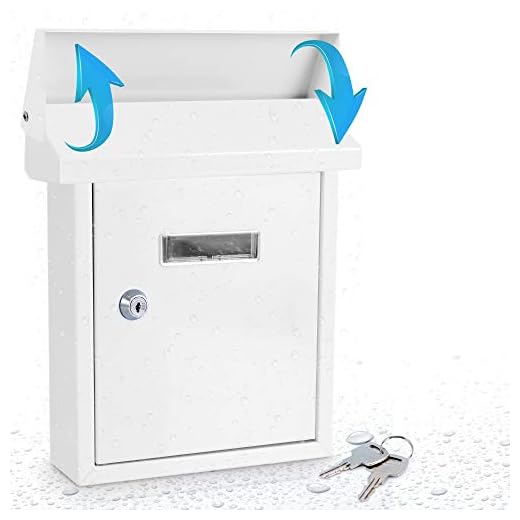 SereneLife SLMAB01 Indoor/Outdoor Mail Box Wall-Mount Locking Mailbox, 8.3’’ x 10’’ x 2.7’’, White