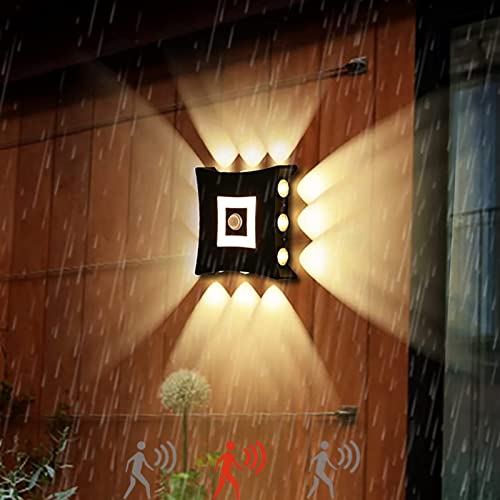 Sécurisez vos pas : Applique Murale avec Détecteur de Mouvement LED 18W Noir Extérieure IP65