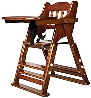 TONGSH Wooden Highchair, Baby Dining Chair with Adjustable Height, Removable Tray, Safety Harness, Padded Cushion, Perfect Toddlers Feeding Chair (Color : A)