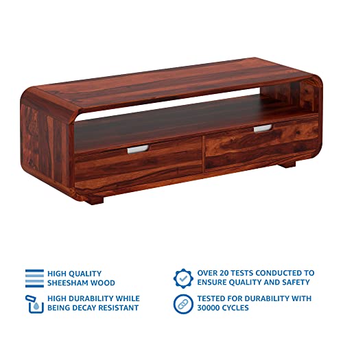 Image of Amazon Brand - Solimo Argute Solid Sheesham Wood TV Unit (Honey Finish)