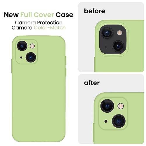 Image of FireNova Designed for iPhone 13 Case, Silicone Upgraded [Camera Protection] Phone Case, Soft Anti-Scratch Microfiber Lining Inside, 6.1 inch, Tea Green