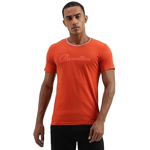 Image of UNITED COLORS OF BENETTON Men's Cotton Solid Regular Fit T-Shirt