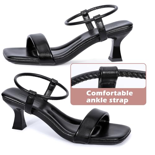 Trakxy Women Square Toe Sandal Comfortable Open Toe Kitten Heel Ankle Strappy Sandal2