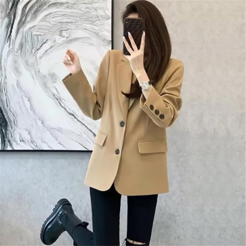 Women Office Coat Loose Solid Thin Blazer Multi-Color Pocket Long Sleeved Coat2