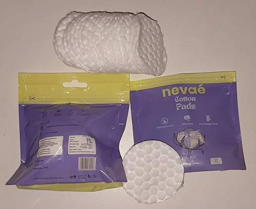 Image of Nevae Premium Cotton Pads for Face (40 pcs) | 100% Pure Cotton | Thick, Ultra Soft & Lint-Free | Double Sided for Makeup Removal, Toner & Skincare | Pack of 2 (20 Pcs each)