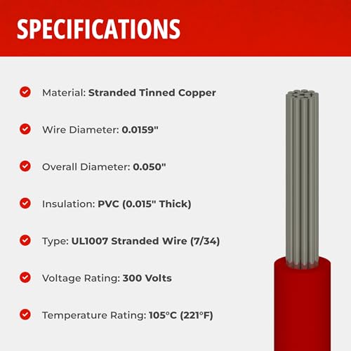 Remington Industries 26UL1007STRBLU1000 26 AWG Gauge Stranded Hook Up Wire, 1000 feet Length, Blue, 0.0190
