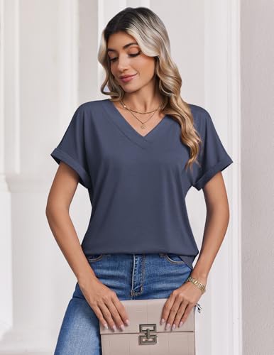 atmungsaktives Material sichtbar. (118 Zeichen) - Detailansicht von Zeagoo Sommer TShirt Damen VAusschnitt Deal Dealfoxx.de