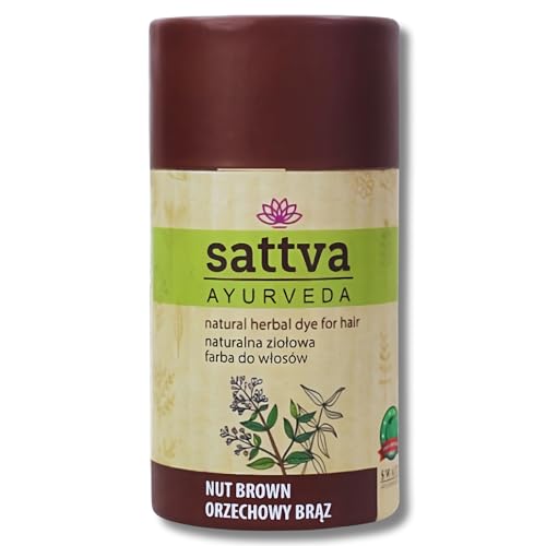 Sattva Ayurveda Tinte natural para el cabello - Tinte de henna para alérgicos - Tinte vegetal ecológico para color natural, volumen y brillo - Doble porción - ECOCERT (Castaño claro, 150)