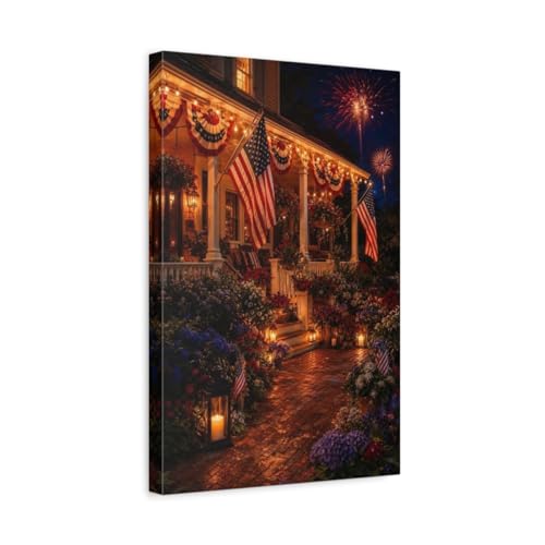 Impression sur toile patriotique américaine avec châssis de 3 cm de qualité supérieure