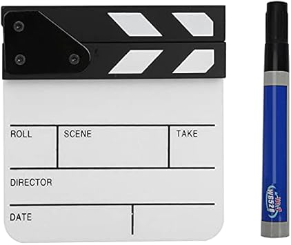 Mini Acrylic Clapperboard with Pen | TV Movie Film Action Scene Cut Prop for Directors Filmmakers