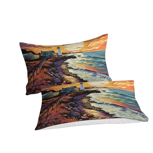 Housse de couette microfibre de qualité supérieure imprimé phare breton - 3