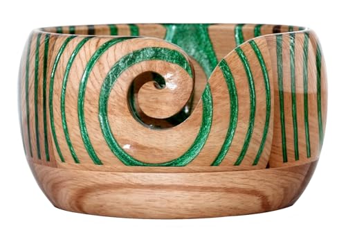 Image of Wooden Yarn Bowl for Knitting Yarn Bowl for Crocheting, Yarn Storage Bowl to Prevent Slipping, Wooden Yarn Holder, Best Gift for Crochet (#Design-1)