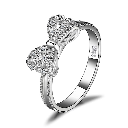 JewelryPalace 14k White Yellow Rose Gold Plated 925 Sterling Silver Rings for Women, Cubic Zirconia Promise Rings for Her, Stackable Wedding Bands Rings for Women Infinity Forever Love Knot Ring