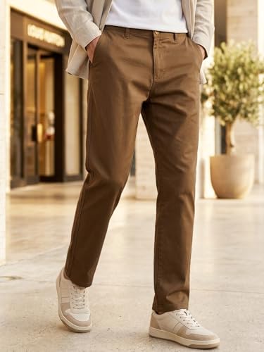Image of Urbano Fashion Men's Regular Fit Mid Rise Cotton Casual Chinos Trousers Stretch