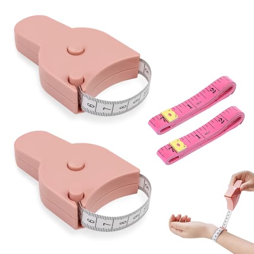 4 Pcs Body Measuring Tape, Waist Measuring Tapes, 60 Inch/150cm, Self-Tightening Body Fat Measuring Tape Set with Push Button Lock for Tailors, Sewing, Fitness, Accurate Body Measurements, Pink