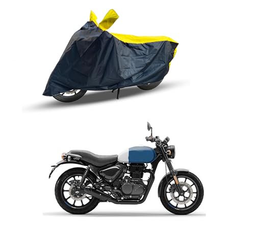 Image of Hunter 350 Two Wheeler Bike Cover Accessories - Dustproof - UV Protection - Premium Bike Cover Black Yellow