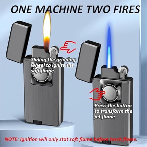 Encendedor metálico portátil con llama dual resistente al viento miniatura 3