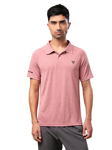 Image of TECHNOSPORT Men's 100% Polyester Slim Fit Self-Design Half Sleeve Polo T-Shirt with Double Cool, SPF50+ Properties for Gym, Workout 7 Regular Use