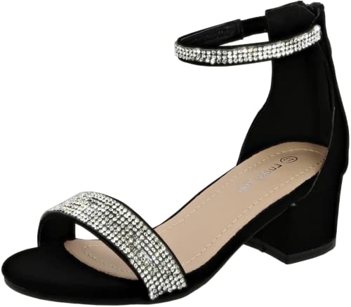 Lucky Top Girls Dress Dress Sandal Rhinestones Low Heel