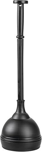 mDesign Hyde Collection - Juego de émbolo de inodoro de plástico con tapa de elevación y bloqueo, soporte de almacenamiento independiente compacto y