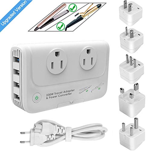 Step Down 220V to 110V Voltage Converter & International Travel Adapter Kits