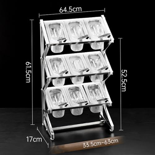 Commercial Spice Rack Set, Seasoning Sauce Salad Jam Ingredients Food Dispenser, Expandable Stainless Steel Condiment Racks Organizer Shelf For Kitchen Pantry Buffet(9 Grids-f)