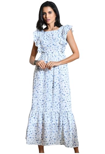 Image of IUGA Georgette Jacquard Butti Square Neck Knee Length Western Dresses for Women