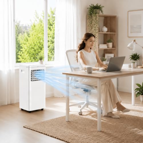 Image of Portable Air Conditioners, Air Conditioners 10,000 BTU 4-in-1 Quiet AC Unit with Cool, Fan, Dehumidifier, Sleep Modes, Standing AC Unit Cools Room up to 450 Sq.Ft, Exhaust Hose & Window Kit