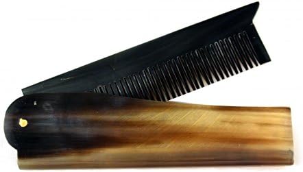Classy Beard Comb Made of Buffalo Horn, Foldable