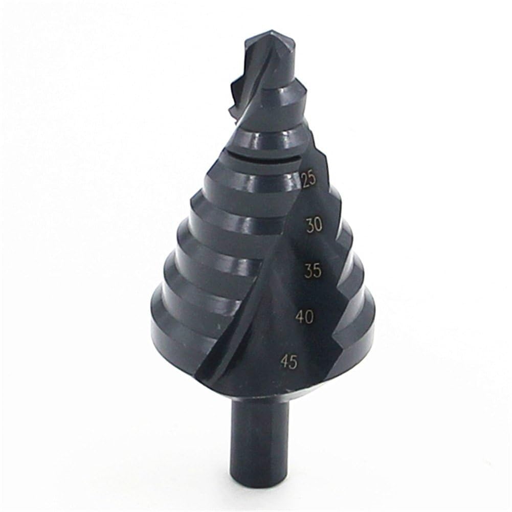 Kit de taladro， Broca escalonada HSS de 10-45 mm, vástago triangular de nitruración negra, escariador de madera, herramienta for cortar agujeros con ranuras.