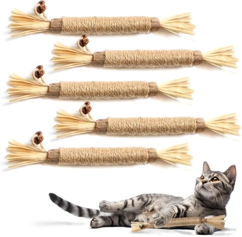 LANWHO 【4個セット】 猫 噛むおもちゃ 歯磨き ペット玩具 可愛い 噛むおもちゃ 爪とぎ 猫おもちゃ猫歯ぎしり棒 天然木材ストレス緩和肥満歯掃除棒超軽量 猫歯ぎしり棒 天然木 歯ぎしり 棒 歯石ケア 口臭ケア 歯磨きおもちゃ 運動不足解消 ストレス