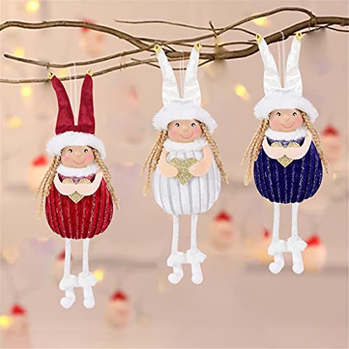 Wodmb 4Pcs/Set Christmas Long Hair Girl Doll Polyester Velvet Fabric Dolls Ornament Xmas Tree Ornament Hanging Decorations (Color : A, Size Shows) #TOP3