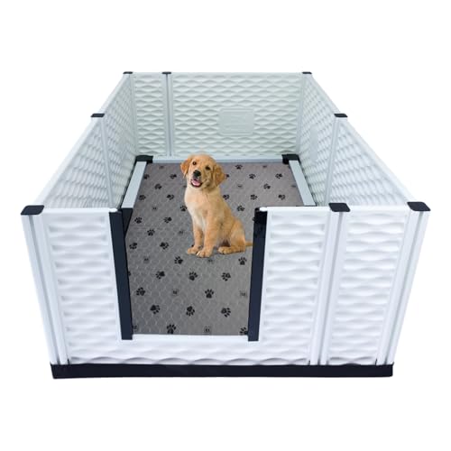 EZwhelp - EZclassic Whelping Box, 48"x76"x28" The Trusted Choice for Breeders - Durable, Customizable, and Portable - Quick Setup, Easy Cleaning, and Comfort for Dogs and Puppies, Gray Pad