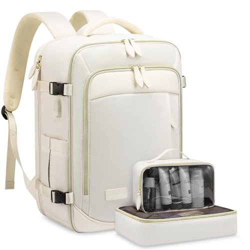 LOVEVOOK Travel Backpack Carry on Flight Approved, Personal Item Travel Backpack for Women, Waterproof 40L Large Laptop Backpack fit 17 inch Laptop with 3 Packing Cubes