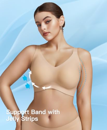 Image of Minimizer Bras for Women Full Coverage Wireless Plus Size Seamless Bralette Removable Pads Comfort 32A-42DD