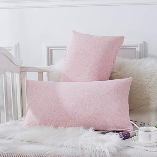 Image of Household Cotton Jersey Knit Pillowcases, Soft and Breathable Travel Pillow Cases with Envelope Closure, 13 inch x 18 inch 2 Pack (Pink)