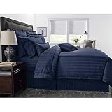 Wamsutta 500-Thread-Count PimaCott Damask Stripe King Comforter Set in Navy Blue