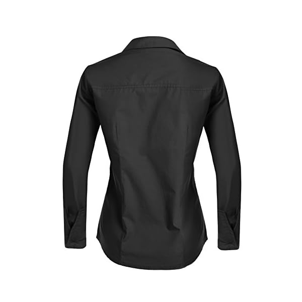 HOTOUCH Women Collared Button Down Long Sleeve Dress Shirt Black Small