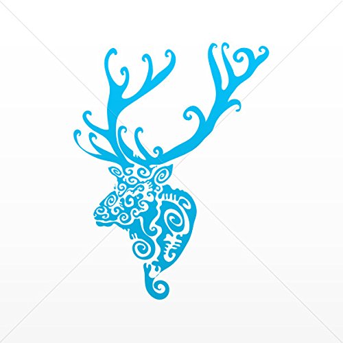 Decal Stickers Tribal Deer Head Decorative Motorbike Bicycle Vehicle A Blue (5 X 3.8 In) #TOP1