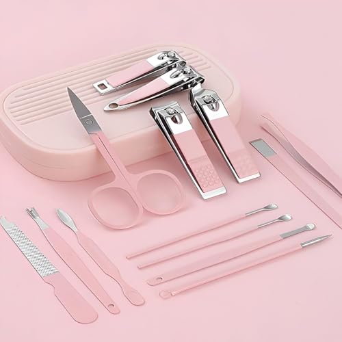 Image of Premium Nail Clipper Kit - Stainless Steel Manicure & Pedicure Set - Nail Care Tools for Hand & Feet - Includes Clippers, Cuticle Trimmers, File, Tweezers for Facial, Hand & Foot Care