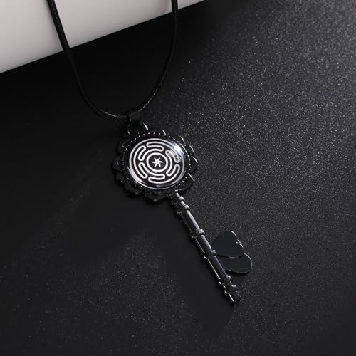NIGHTCRUZ Hecate Wheel Key Necklace, Round Glass Key Pendant, Witchcraft Amulet Necklace for Men Women2