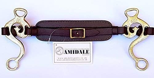 Amidale HACKAMORE BITLESS HORSE BIT ENGRAVED BRASS PADDED BROWN LEATHER BNWT