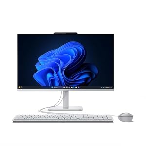 Lenovo A105, 24” All‑in‑One Desktop PC, AMD Ryzen 5 Processor, 8GB LPDDR5 RAM, 512GB PCIe SSD, 23.8” Full HD IPS Display, Fast Home & Office Performance, Wireless EOS Keyboard and Mouse – Cloud Grey