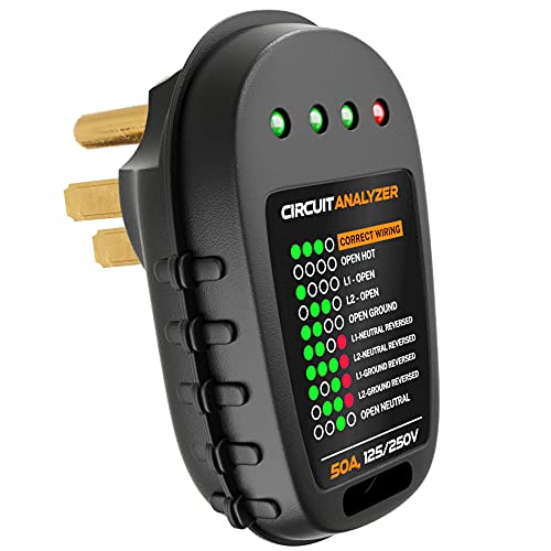 CARMTEK RV Circuit Analyzer 50 Amp - RV Circuit Tester with Smart Diagnostic Chart and Indicator Lights - ETL Listed 50 Amp Circuit Analyzer for RV