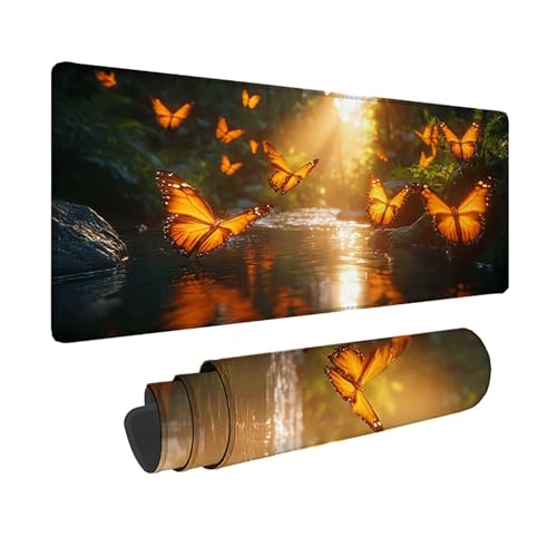 Tapis de souris XXL jaune papillon, une idée cadeau bureau idéale