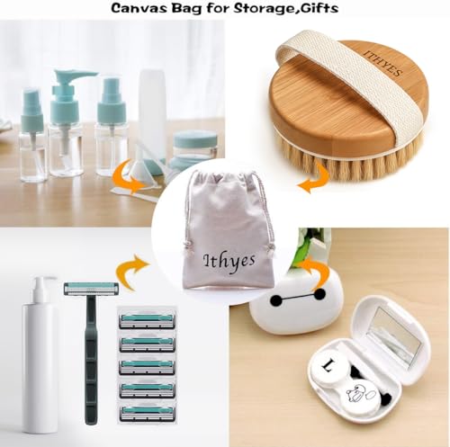 Ithyes Trockenbürste, Körperbürste, Peelingbürste, natürliche Borsten, Badebürste zum Entfernen abgestorbener Haut, Cellulite, verbessert Lymphfunktionen, Peeling