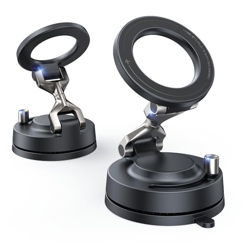 Meifigno for Magsafe Car Mount, [Metal Alloy Arm] Strongest Vacuum Suction & Magnetic Phone Holders for Your Car, Adjustable Car Phone Mount, Car Accessories for iPhone 17 16 15 14 13 12& Android - image 1