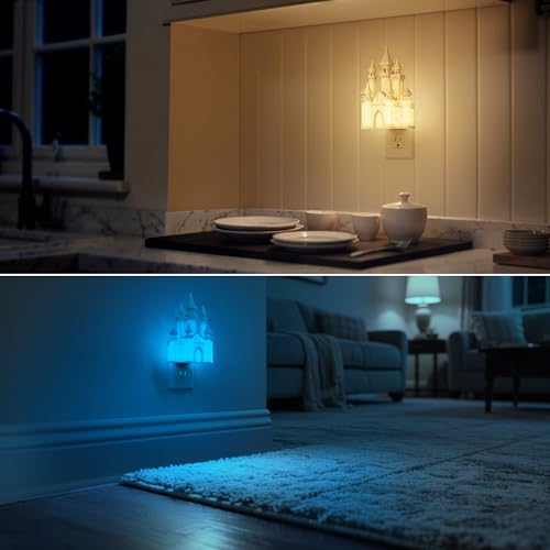 Image of DORESshop Night Lights Plug into Wall,3D Printed Castle RGB Night Light