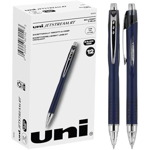 Uni-Ball Jetstream RT 12 Pack, 0.7mm - Black Ballpoint Pens - Wirecutter Best Pen, School Pens, Ink Pens | Ballpoint Pen, Colored Pens, Fine Point, School Supplies Cover