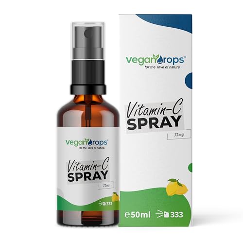 Vegan Drops - Vitamin C Spray - 72mg Vitamin C je Tagesdosis - 50ml 333 Sprühstöße - vegan ohne Alkohol & in Deutschland produziert